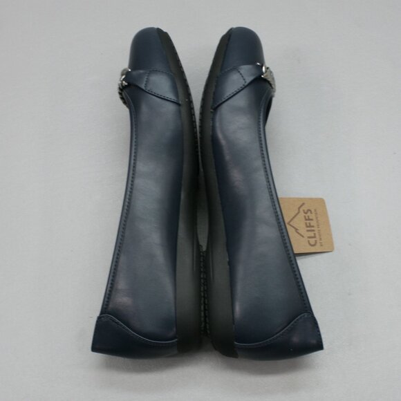 Cliffs Ladies 10 Wide White Mountain Charmed Navy Blue Ballet Flats Shoes Loafer - Picture 11 of 11